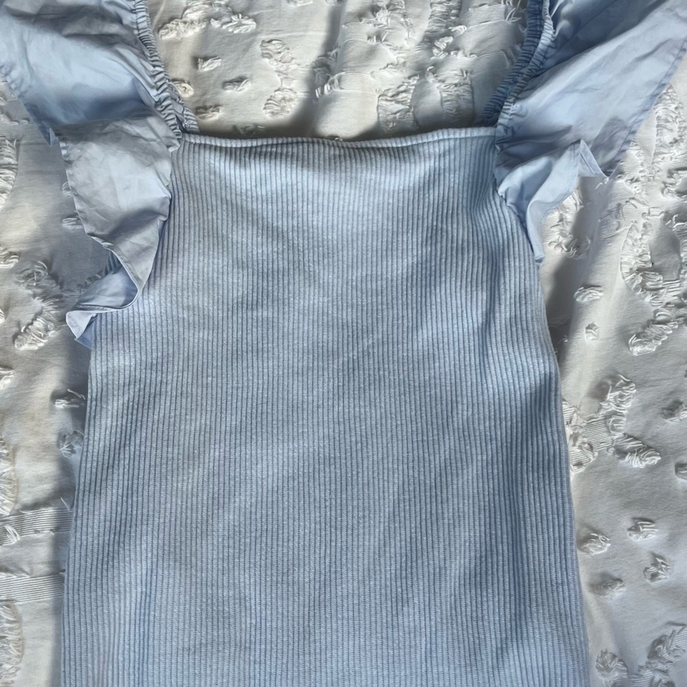A New Day Light Blue Ruffle Sleeve Blouse